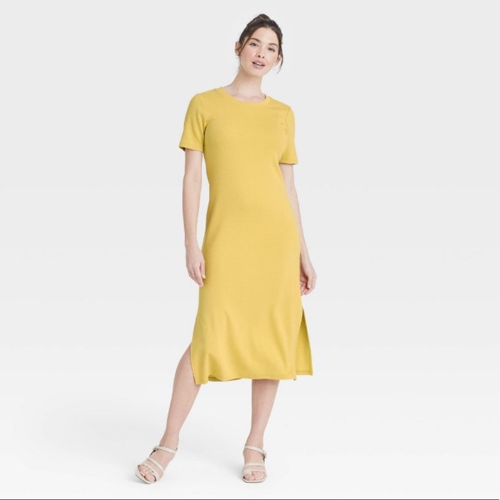 A New Day Short Sleeve Rib Knit T-Shirt Dress 2X Plus Light Green